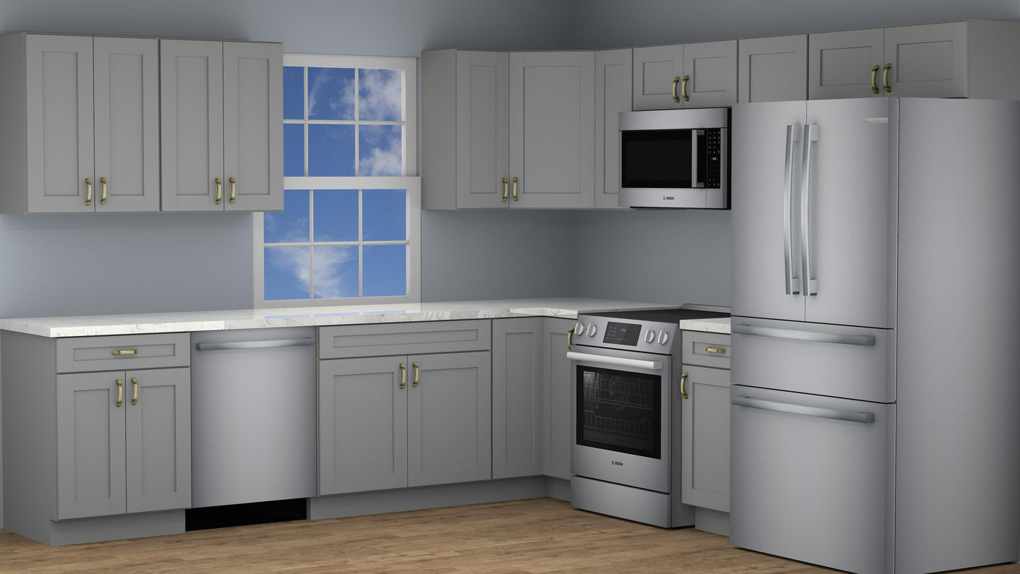 10x10 Lait Grey Shaker Kitchen Cabinet Set